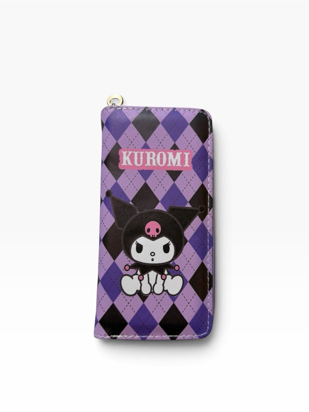 Kuromi Purple & Black Argyle Zip-Around Long Wallet - Picture 3 of 3